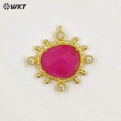 WT-P2102 Unique Delicate Jewelry 18K Gold Plated Multi Natural Gemstones Little Pendants For Female Handmade Earring DIY