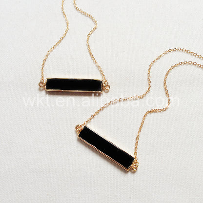 WT-N719 WKT Wholesale Fashion Style Rectangle Shape Necklace Generous Black Agate Necklace