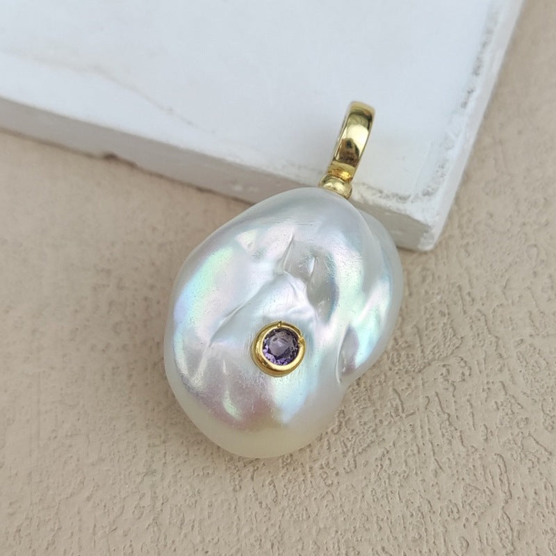 WT-JP529 Good Qualify Colorful Zircon And Natural Pearl Gold Pendant For Women Elegant Fashion Style Earrings Jewelry Making