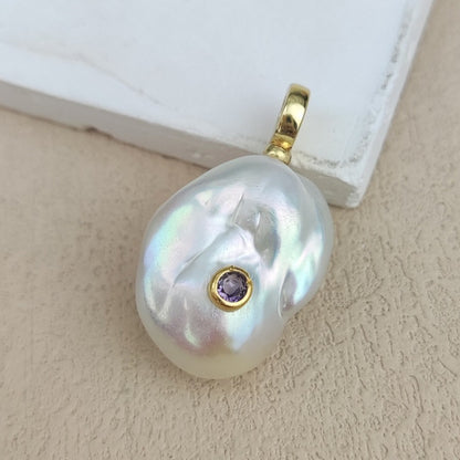 WT-JP529 Good Qualify Colorful Zircon And Natural Pearl Gold Pendant For Women Elegant Fashion Style Earrings Jewelry Making