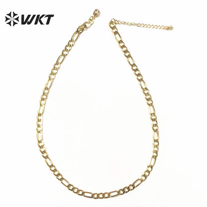 WT-BFN029 WKT Wholesale Trendy Fashion Choker Necklace Women Necklace Jewelry Accessory Gift 18/24/30 Inch Yellow Brass Chains
