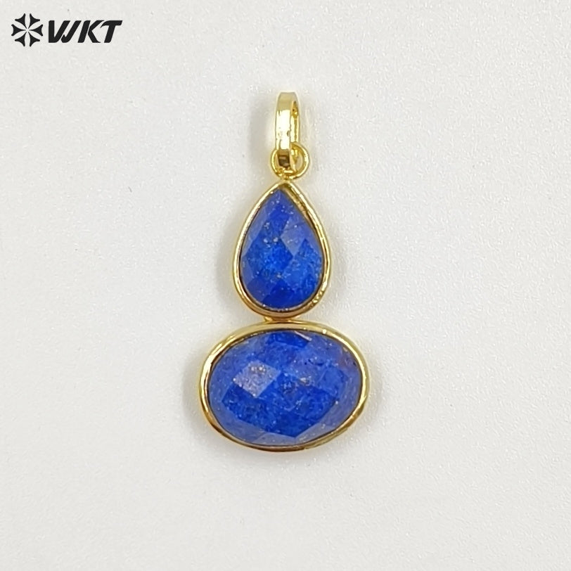 WT-P2128 Delicate 18K Gold Plated Various Natural Gemstones Gourd Shape Charms Pendants For Lady Necklace Making Decorative