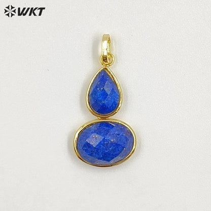 WT-P2128 Delicate 18K Gold Plated Various Natural Gemstones Gourd Shape Charms Pendants For Lady Necklace Making Decorative