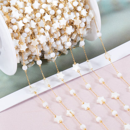 WT-STS021 Good Quality Natural Shell Heart Star Round Shape Stainless Steel Jewelry Chain As Handmade Necklace Accessory