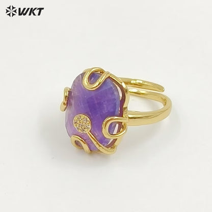 WT-MPR070 Gorgeous Trendy Fashion Natural Freshwater Pearl and Zircon Ring18k Gold Plating for Women Lucky Unique Design Ring