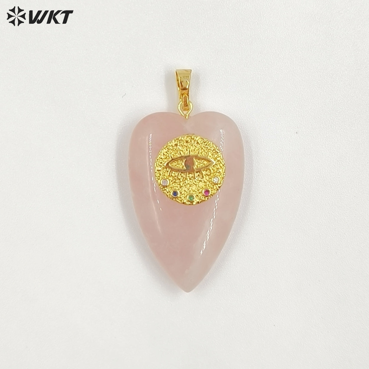 WT-P2047 Romantic Gold Plated Zircon And Tiger Eye Natural Gemstones Heart Shape Pendants As Lovely Handmade Jewelry Accessory