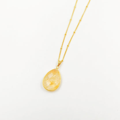 WT-N1418 Amazing INS Hot Natural Stone Made Drop Gemstone Necklace Women Precious Teardrop Stone Necklace