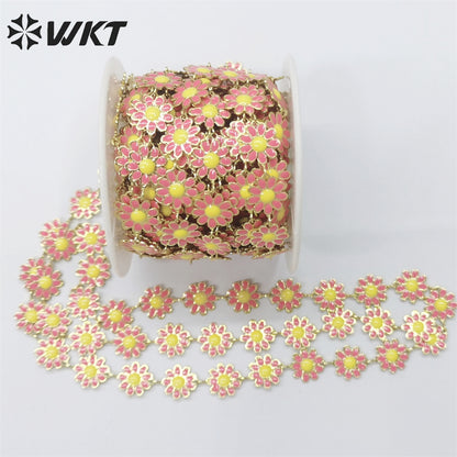 WT-RBC215 Newest Fashion Colorful Enamel Flower Chain Unique Global Chrysanthemum Chain for Women Jewelry Diy Design Chain