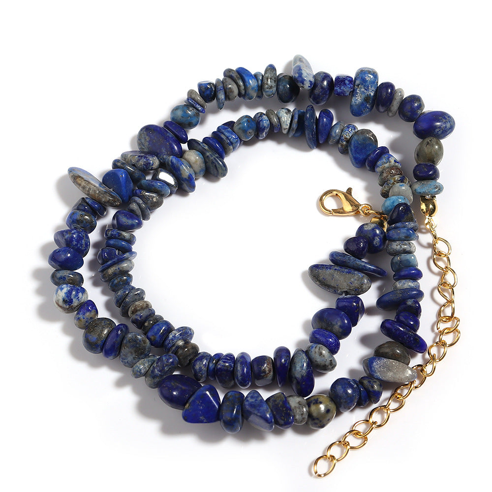 WT-N1438 45cm+5cm Extend Chain Long Gemstone Casual Long Statement Necklace Natural Chips Stone Necklace