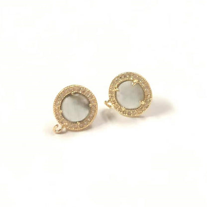 ME083 Cute Colorful Natural Gemstone Cat Eye Earrings Cubic Zircon Earrings Elegant Women Natural Gemstone Ring