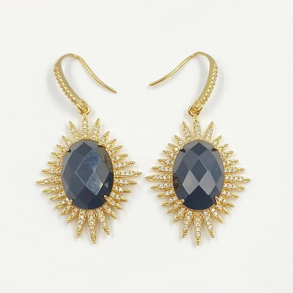 WT-ME094 Wholesale Newest Fashion Light Luxury Natural Gemstone Oval Shaped Micro Paved Earrings Studt