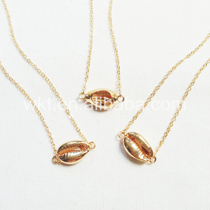 WT-JN016 Wholesale Lovely Charming Silver Plated Cowrie Shell Necklace Fashion Small Connector Shell Necklace