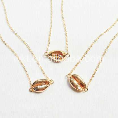 WT-JN016 Wholesale Lovely Charming Silver Plated Cowrie Shell Necklace Fashion Small Connector Shell Necklace