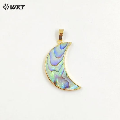 WT-JP304 European and American Style 18k Golg Plated Abalone Crescent Pendant for Bracelet Necklace Natural Shell Pendant