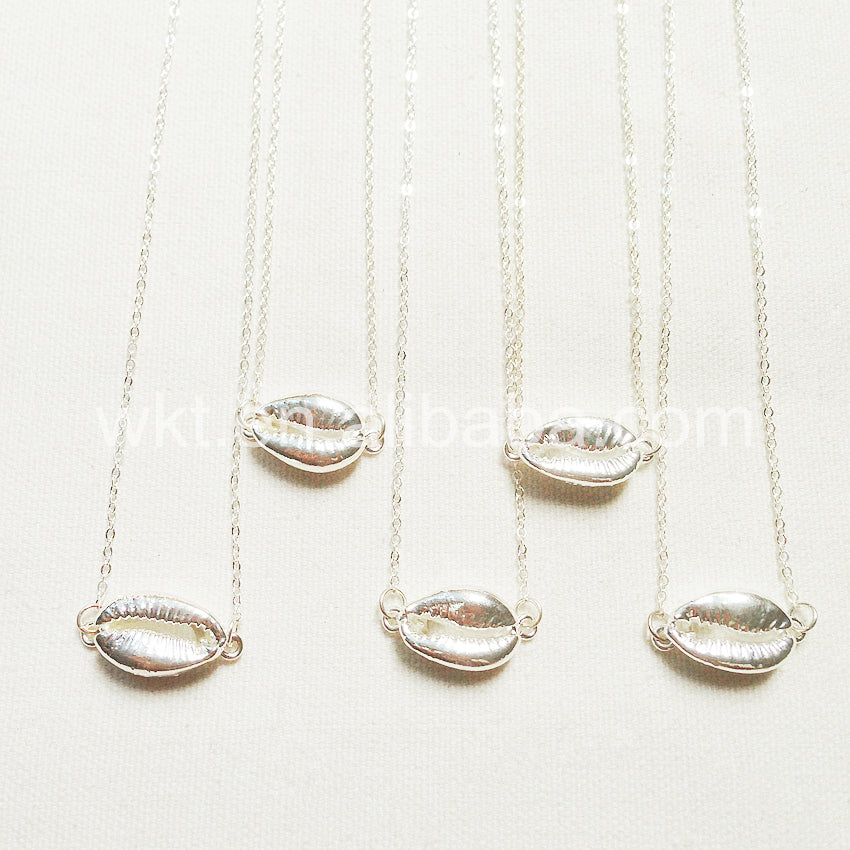 WT-JN016 Wholesale Lovely Charming Silver Plated Cowrie Shell Necklace Fashion Small Connector Shell Necklace