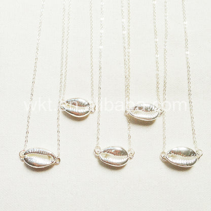 WT-JN016 Wholesale Lovely Charming Silver Plated Cowrie Shell Necklace Fashion Small Connector Shell Necklace