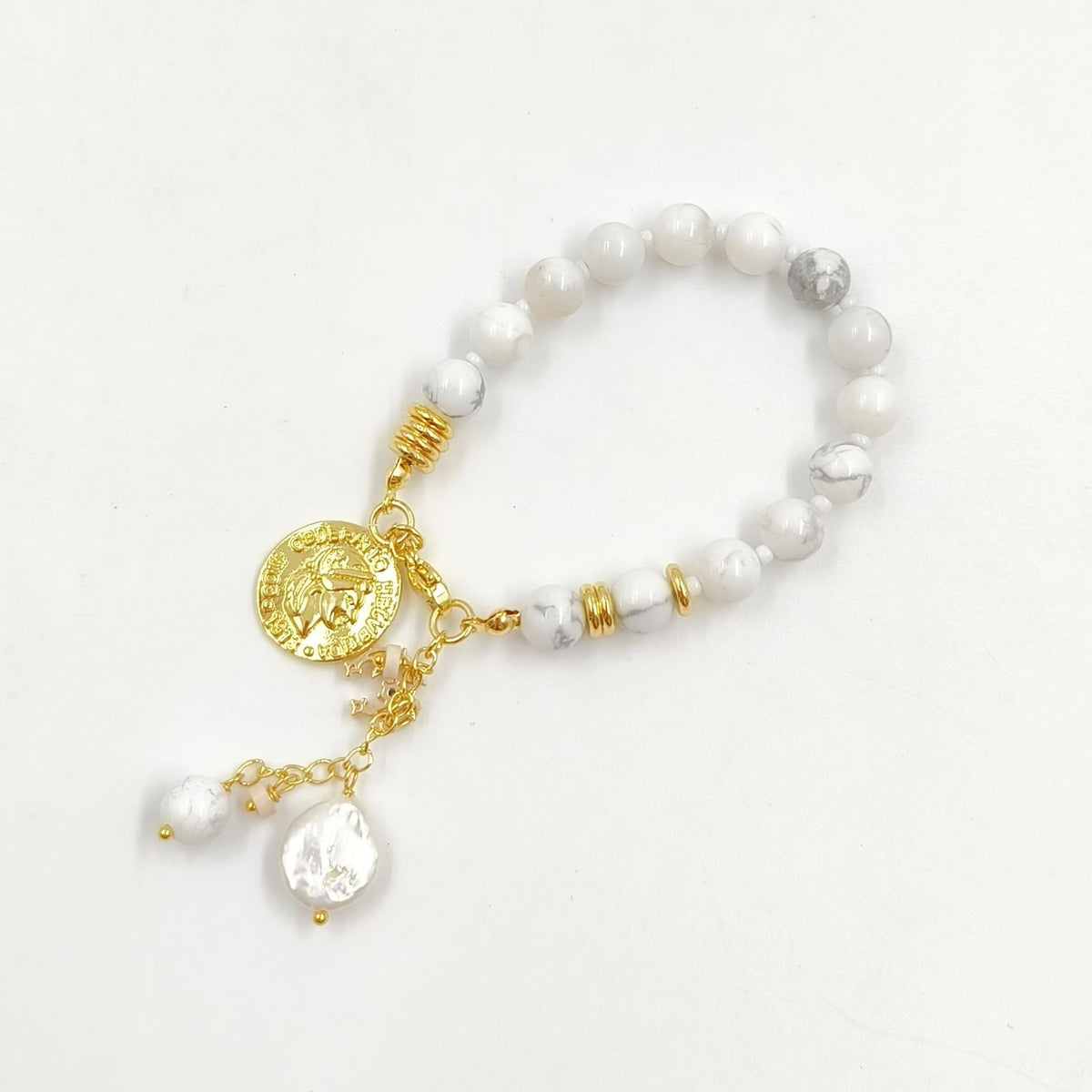 WT-B691 Wholesale Customize Religious 18K Gold Plated Round Buddha Beads Natural Gemstone Unisexual Bracelet As Daily Decoration