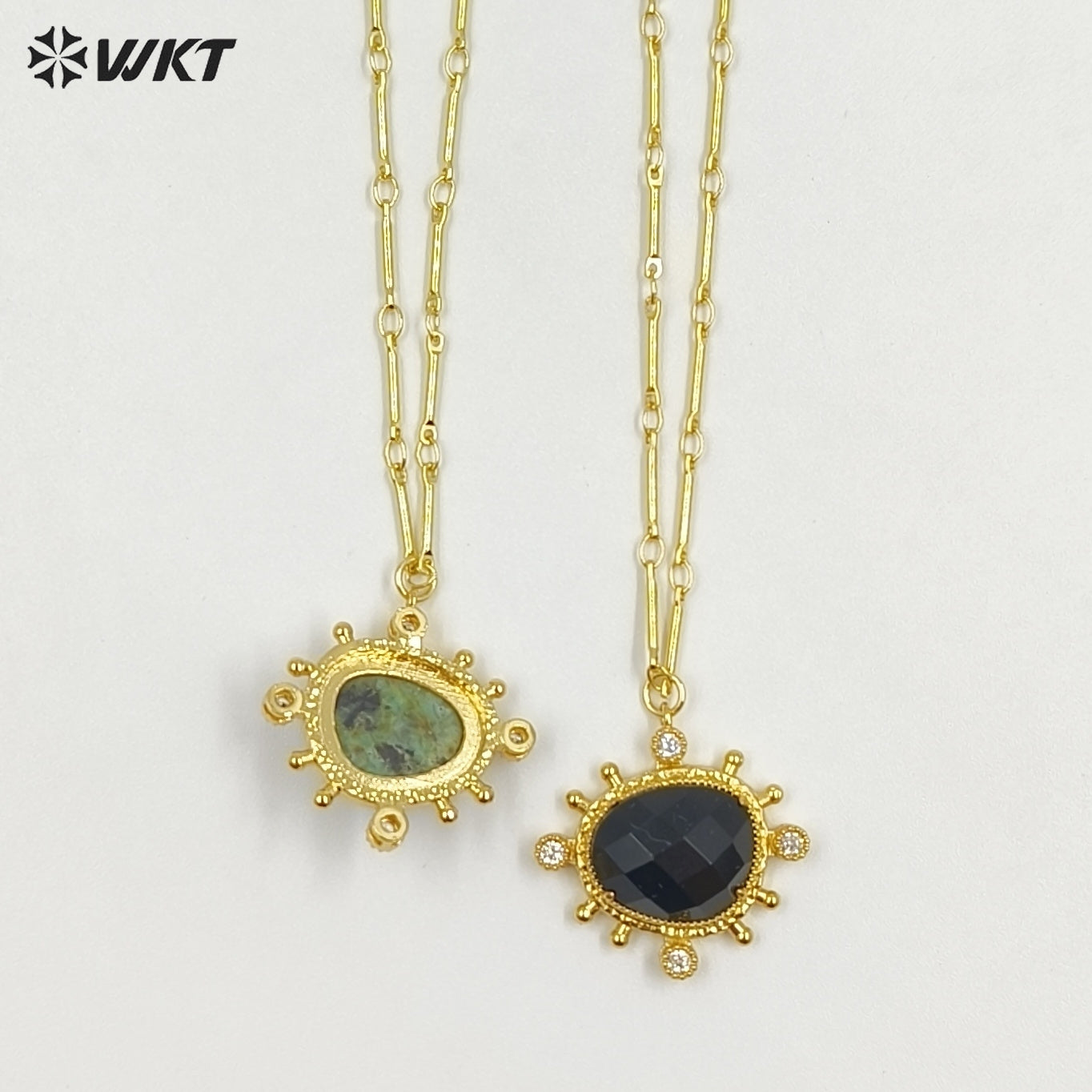WT-N1526 Wholesale Delicate Gold Plated Various Natural Gemstones Pendant Necklaces For Female Daily Decorative Jewelry