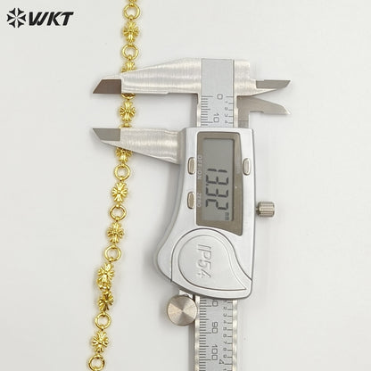 WT-BC264 Exquisite 18K Gold Plated Round And Cross Shape Yellow Brass Chains For Women Metal Necklace Bracelets Making