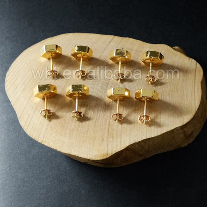 WT-E156 Wholesale Lovely Natural Labradorite Stud Earrings Raw Stone Stud Earrings