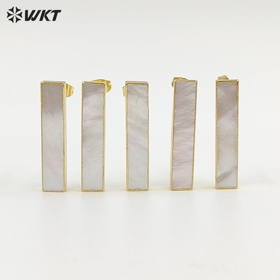 WT-E333 Wholesale High Quality Hot Sale Natural Shell Rectangle Bar Earring With 24k Real Gold Plated for Women Jewelry