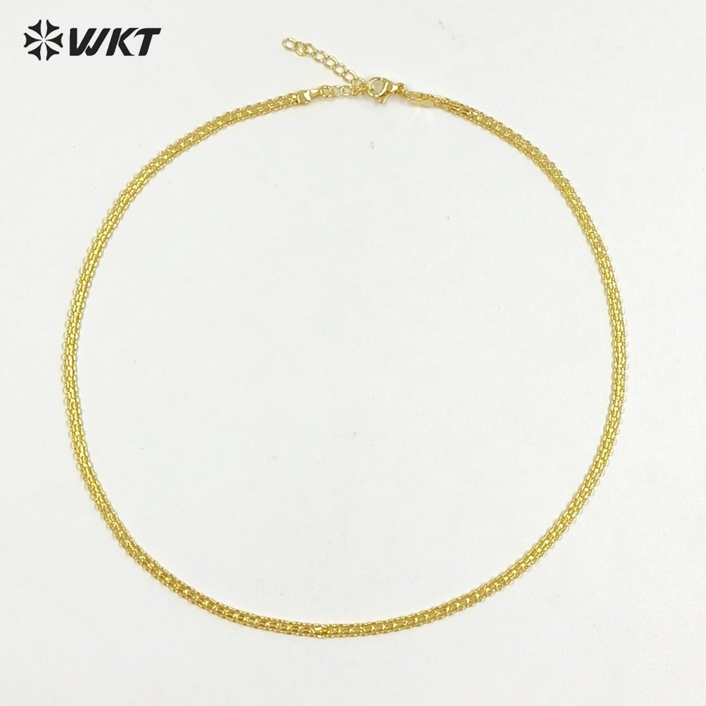 WT-JFN71 Minimalism Style 17Inch Gold Electroplated Yellow Brass Metal Chain Necklace For Unisex Matching Pendant Wearing