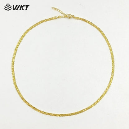 WT-JFN71 Minimalism Style 17Inch Gold Electroplated Yellow Brass Metal Chain Necklace For Unisex Matching Pendant Wearing