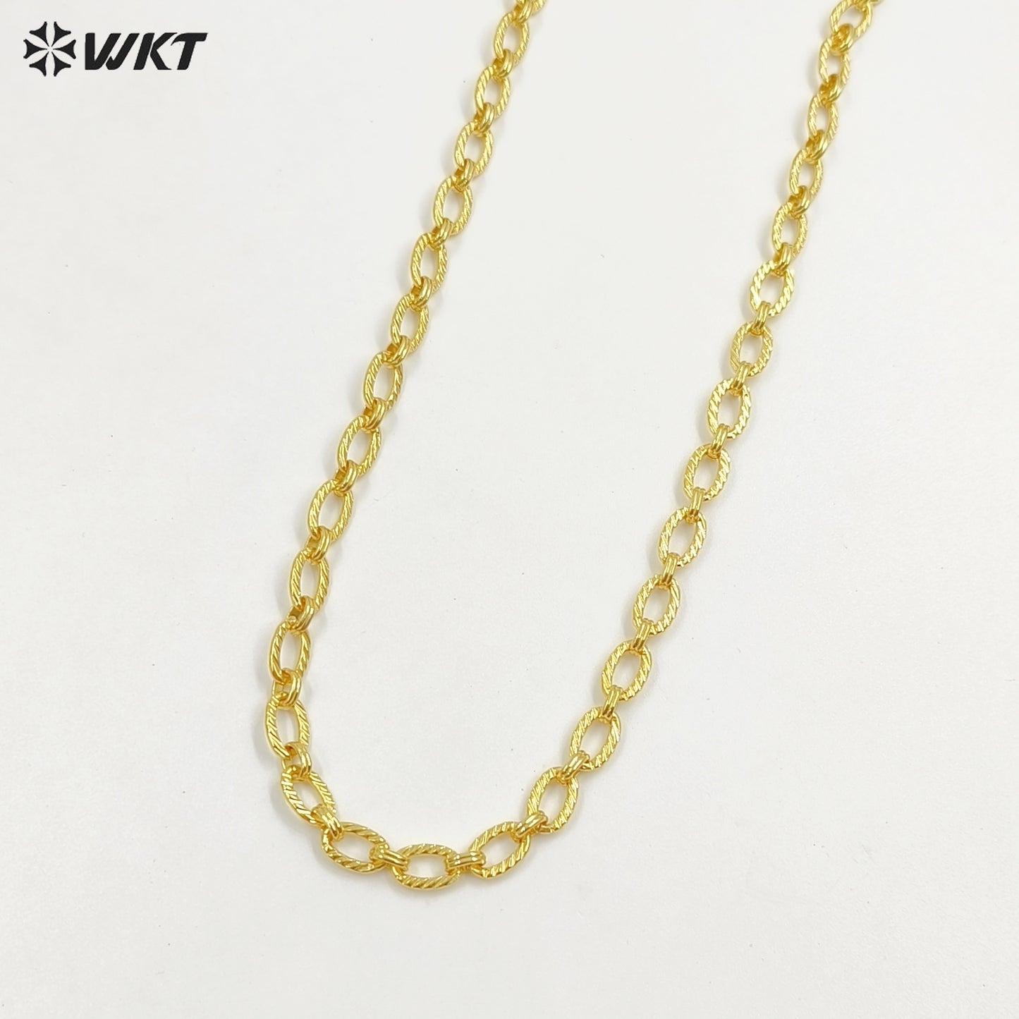 WT-BC260 Newest Fashion Simple Oval Shape Metal Yellow Brass Chain Resist Tarnishable Gold Plated For Necklace Bracelet Design