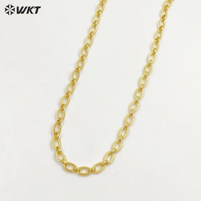 WT-BC260 Newest Fashion Simple Oval Shape Metal Yellow Brass Chain Resist Tarnishable Gold Plated For Necklace Bracelet Design