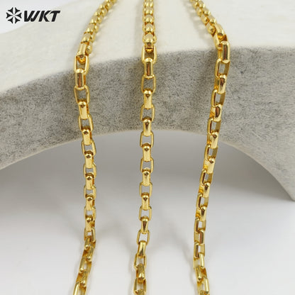 WT-BC225 Wholesale New 18K Gold Plated Yellow Brass Box Chain for Jewelry Design Necklace