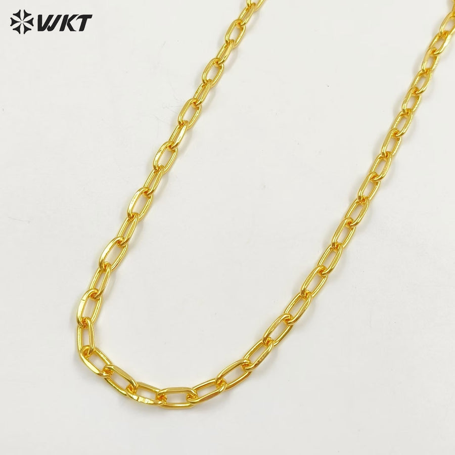 WT-BC234 New Styles 18K Real Gold Plated Paperclip Chain DIY Welded Gold Circular Cross Chain Accessories