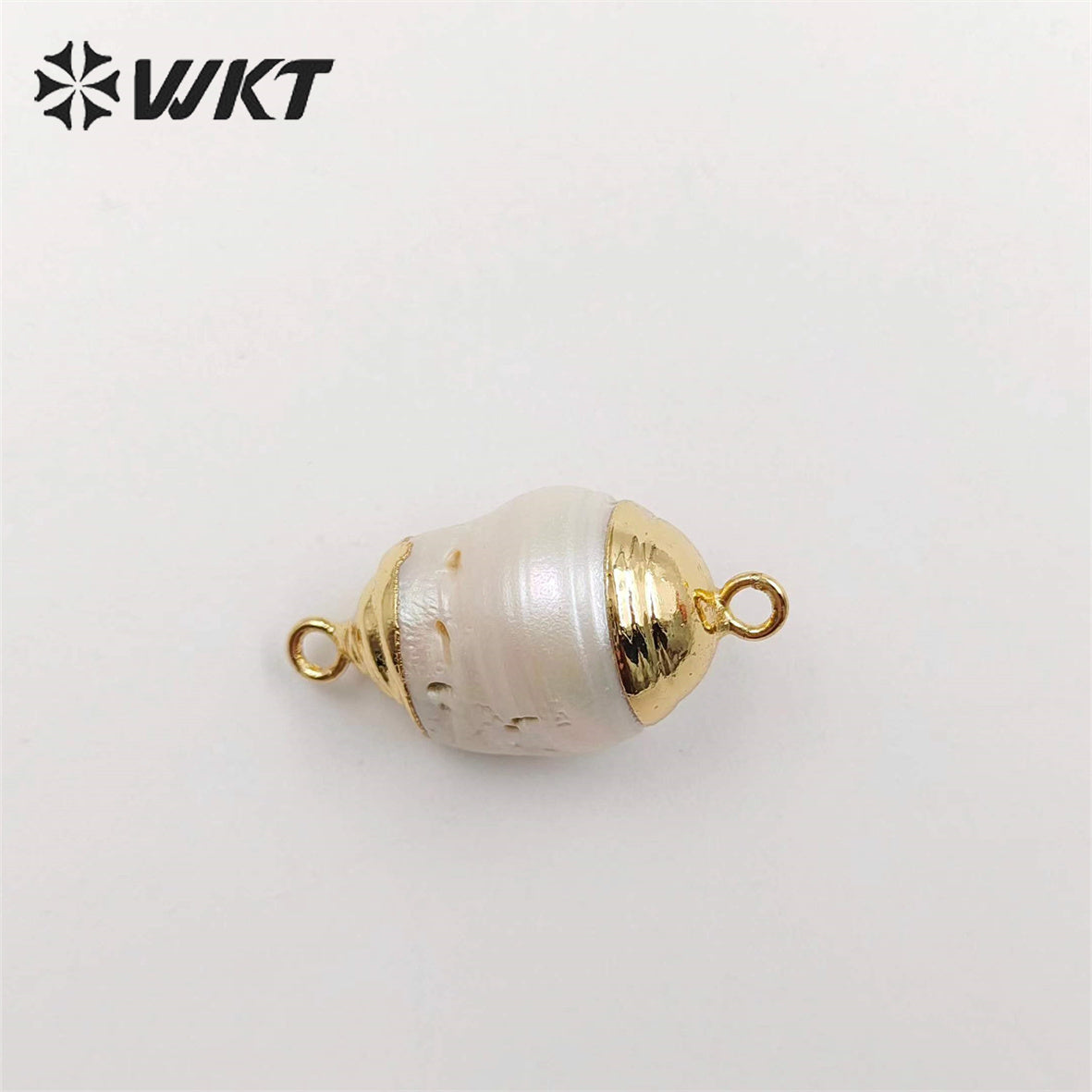 WT-JP340 Amazing Natural Freshwater Double Loops Baroque Pearl Connectors for Jewelry Design Findings for Necklace