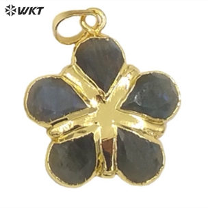 WT-P1966 Wholesale Unique Charming Teardrop Stone Assemble As Flower Pendants in 18K Real Gold Plated for Necklace Jewelry