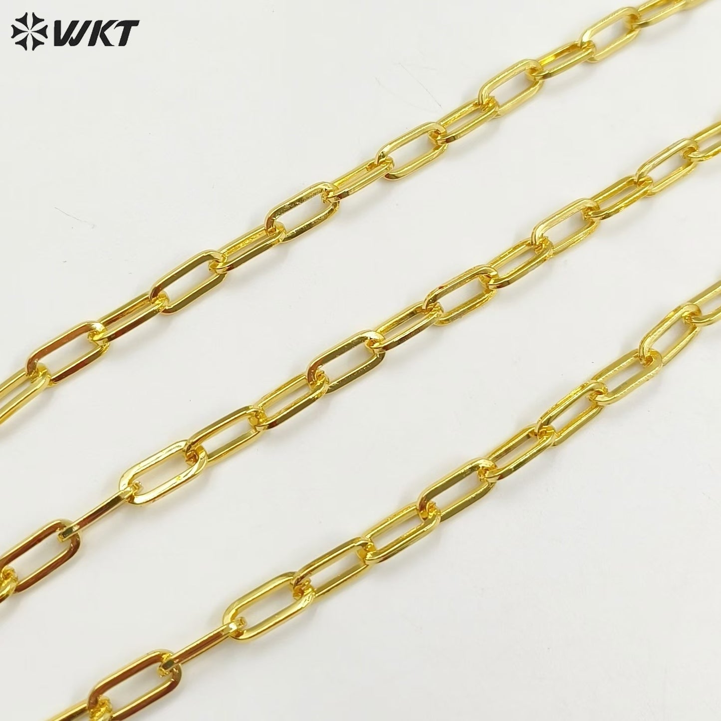 WT-BC227 WKT New 18K Real Gold Plated Resist Tarnishable Square Link Cross Chain Findings for Jewelry Design