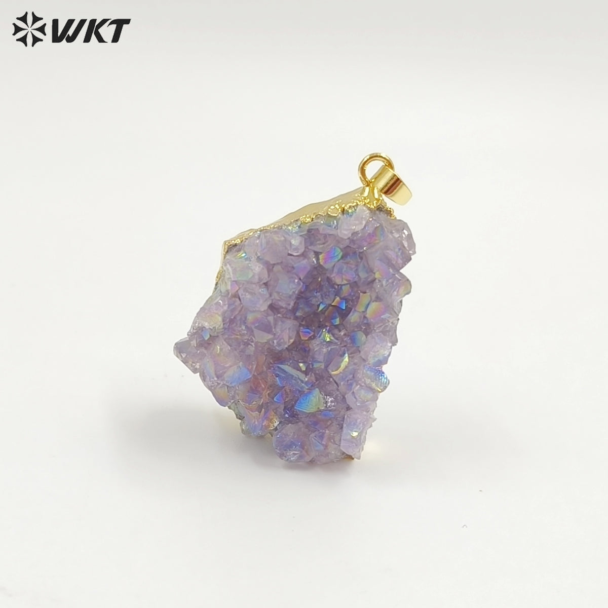 WT-P972 Exclusive Flame Angel Amethyst Pendant Angel Stone,natural Amethyst Pendant with Flame Angel Charm Amethyst Wholesale