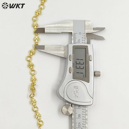 WT-JF369 Newest Simple Fashion Design Gold Plated Round Cross Shape Yellow Brass Metal Bracelets For Female Daily Jewelry