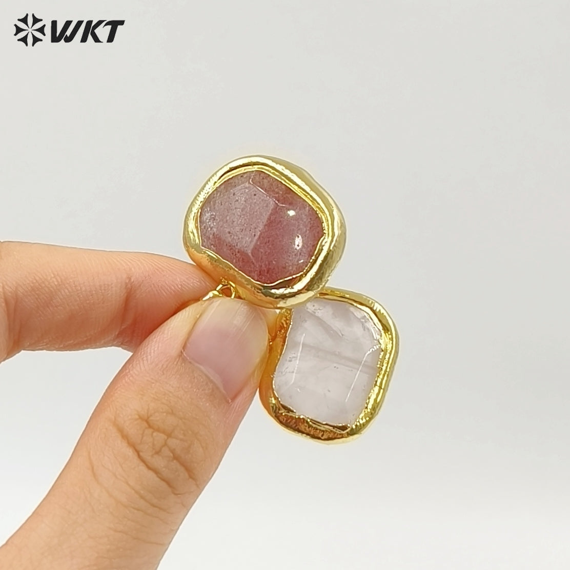 WT-P1468 WKT Jewelry Natural Gemstone Pendant Gold Electroplated Stone Pendant Fashion Charm Necklace Pendant Jewelry