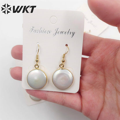 WT-E157 Lovely High Quality Freshwater Pearl Earrings Fashion Gold Dipped Hoop Pearl Earrings As Party Gift for Women