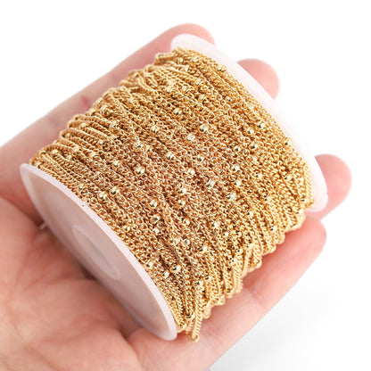 WT-BC195 Newest Fashion 18k Real Gold Plated Brass Chain Sell by Meters18K True Gold Color Preserving Electroplated Bead Chain