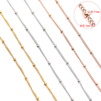 WT-BC195 Newest Fashion 18k Real Gold Plated Brass Chain Sell by Meters18K True Gold Color Preserving Electroplated Bead Chain