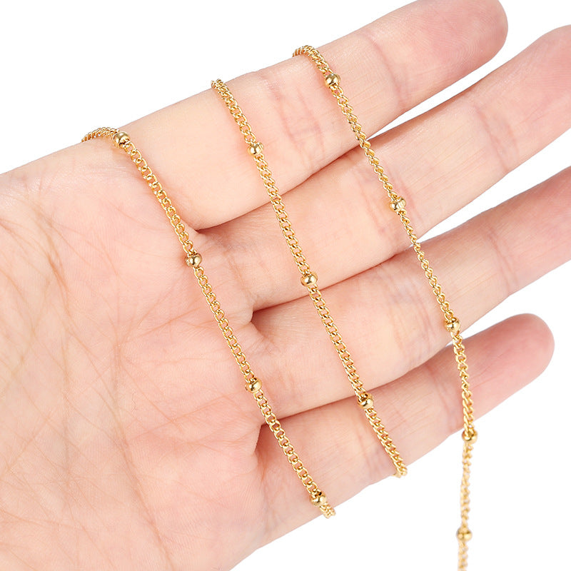 WT-BC195 Newest Fashion 18k Real Gold Plated Brass Chain Sell by Meters18K True Gold Color Preserving Electroplated Bead Chain