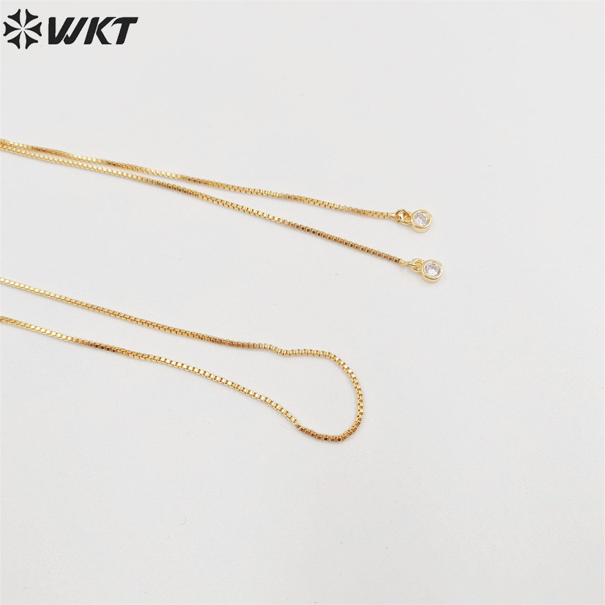 WT-JFN06 Fashion 18k Real Gold Plated Universal Chain for Pendant Lady Adjustable Position Yellow Brass Chain in 32 Inch Long
