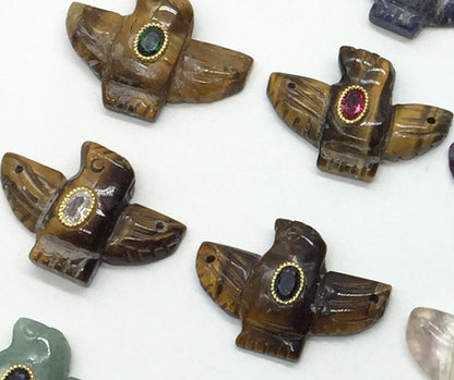 WT-P2147 Wonderful Trendy Colorful Zircon And Natural Gemstones Pigeon Shape Gold Pendants For Women Necklace DIY Making