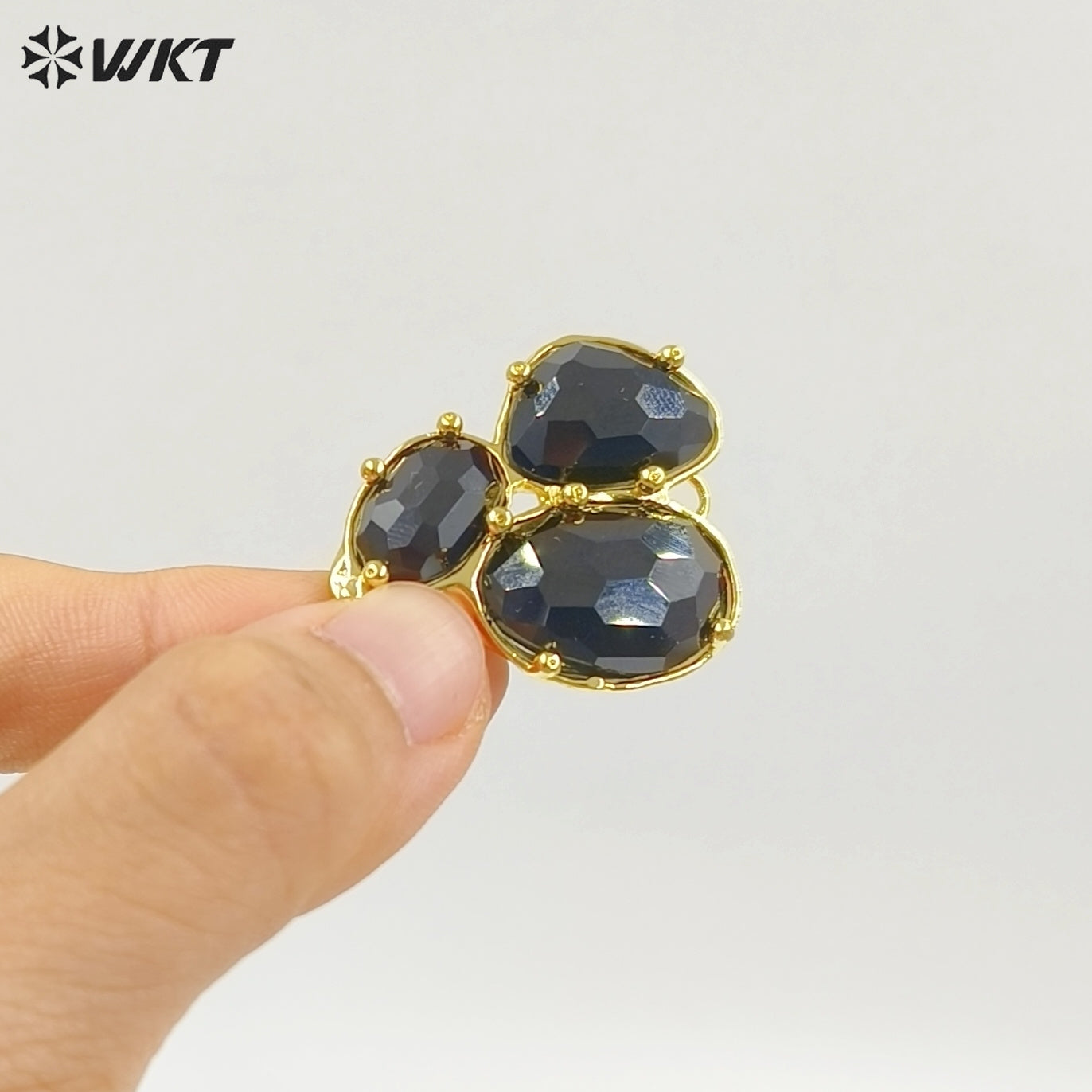 WT-P2130 Good Quality Exquisite 18K Gold Plated Three Natural Gemstones Pendants For Women Necklace Earrings DIY Making