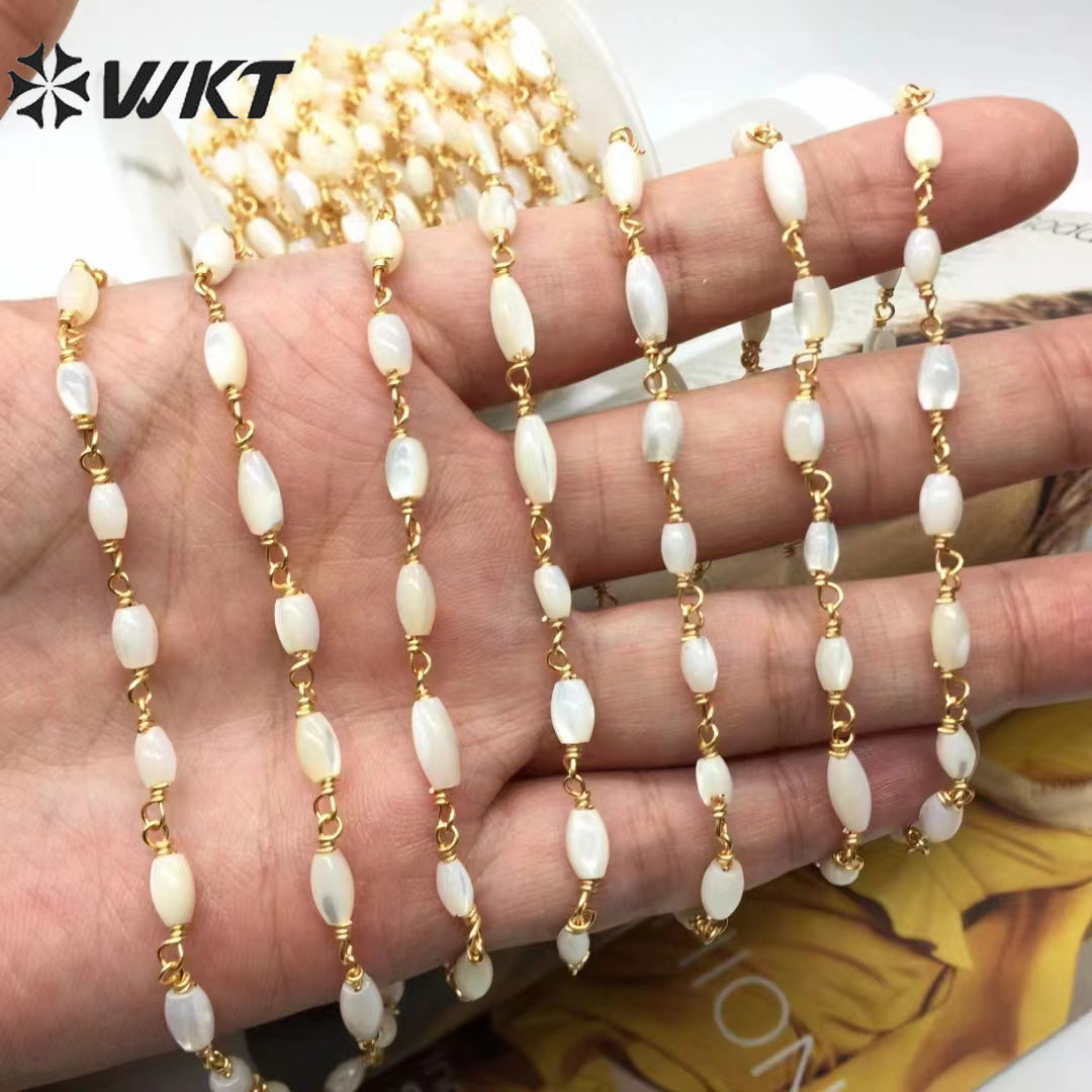 WT-RBC222 Hot Selling Fashion Shell Design Brass Gold Plated Vintage with Conch Chain Sell by Meter Metal Necklace