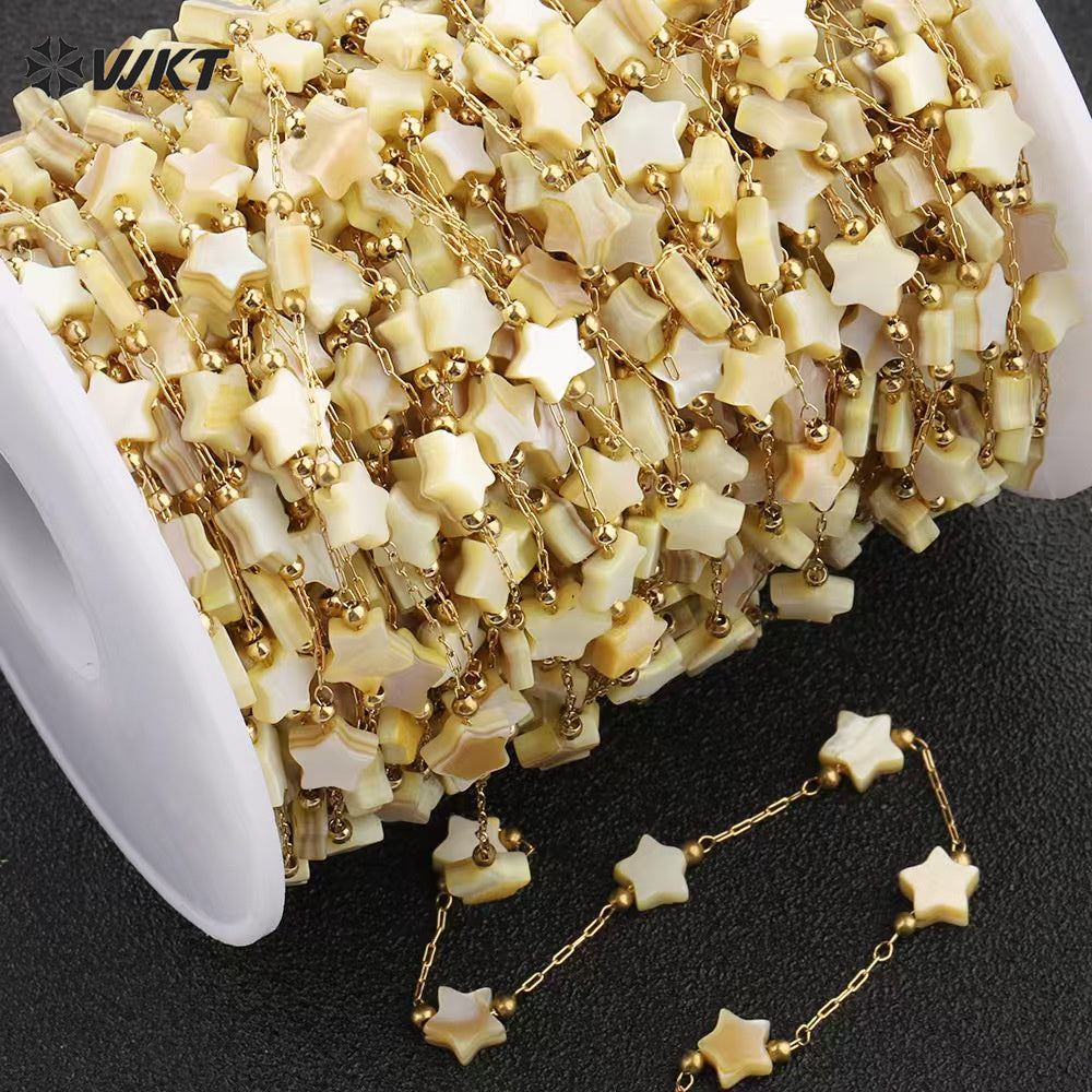 WT-RBC243 Latest Models High Quality Fashion Lucky Shell Stars DIY Rosary Beads Chain Jewelry for Lovely Girls As Special Gift