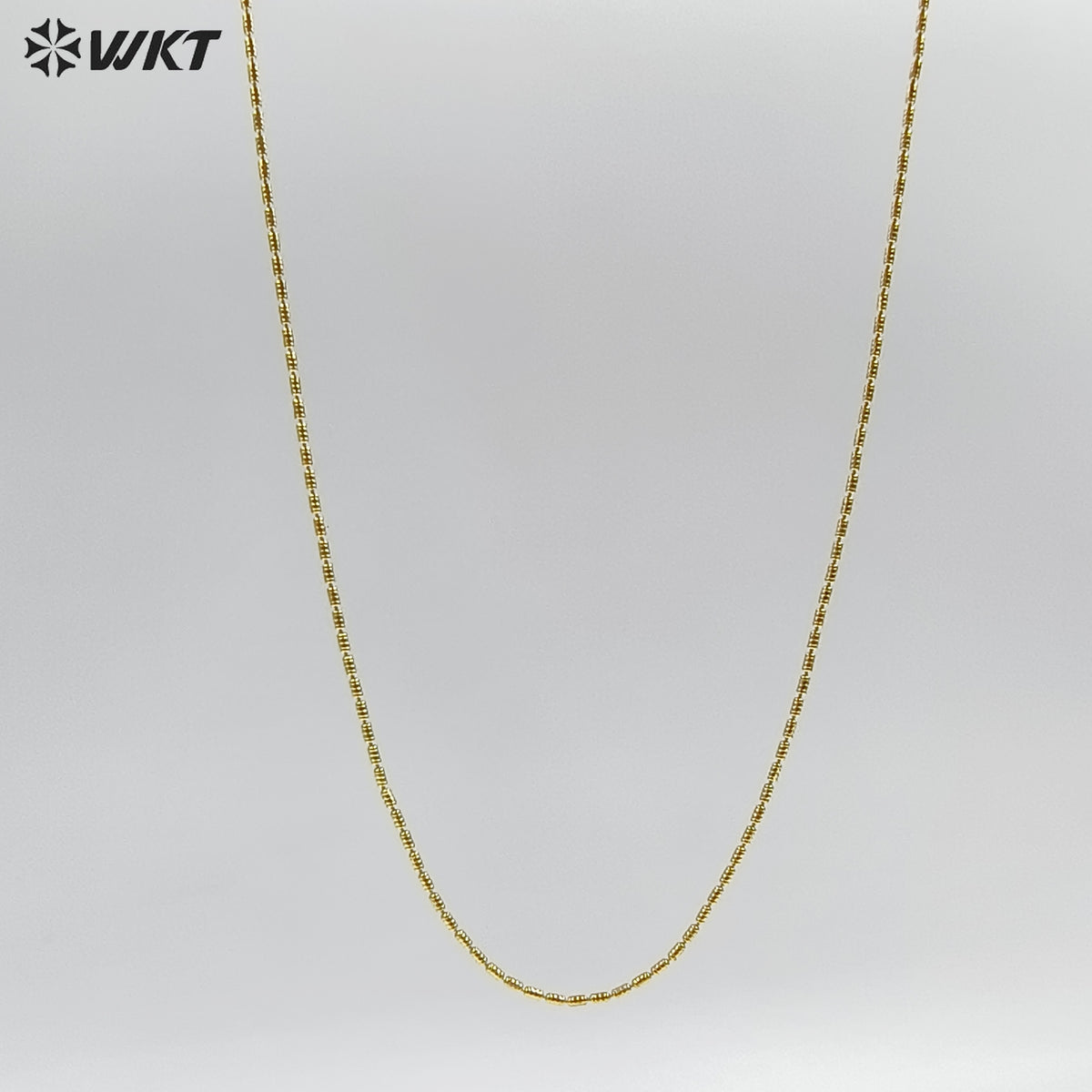 WT-JFN50 Top Quality Simple Classic 18K Gold Electroplated Yellow Brass Metal Fine Handmade Little Long Beads Chain Necklace