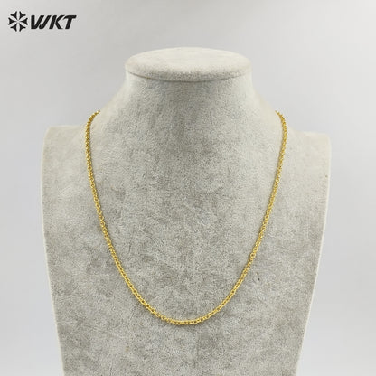 WT-BFN037 Round Gold Chain Yellow Brass with 18k Gold Plated Chain Exquisite Women Decorate Necklace Chain