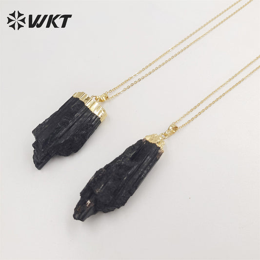 WT-N1405 WKT 2022 HOT STYLE Black Tourmaline Pendant Women PARTY Gift Necklace Trend Jewelry Beautiful Stone Pendant Necklace