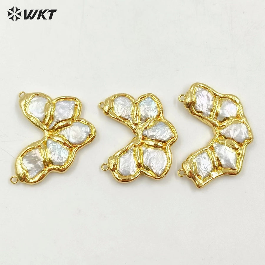 WT-JP362 WKT Exclusive Design Gorgeous Europe Fashion Handmade Gold Plated Natural Pearl Statement Pendants